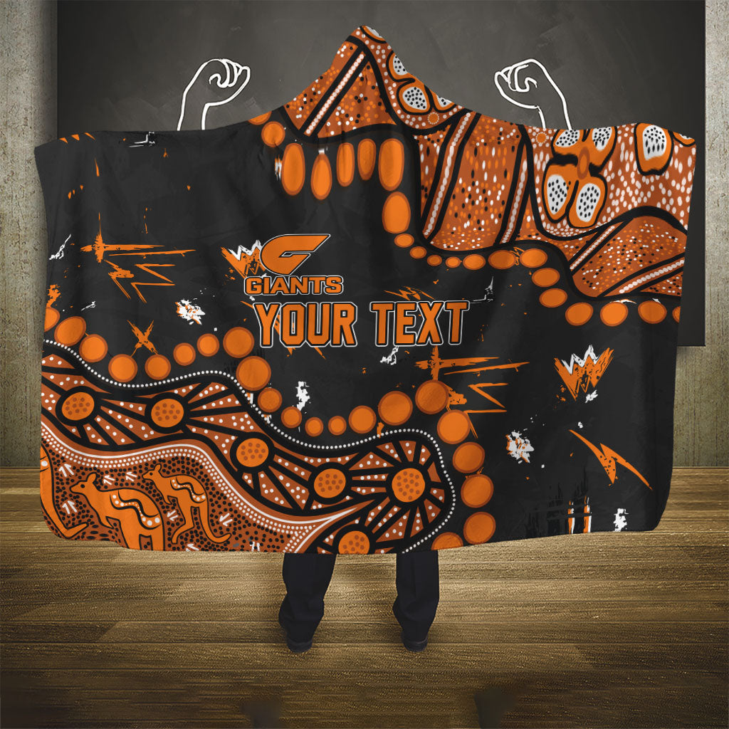 Personalized Greater Western Sydney Giants Hooded Blanket Aboriginal Pattern with Graffiti Style