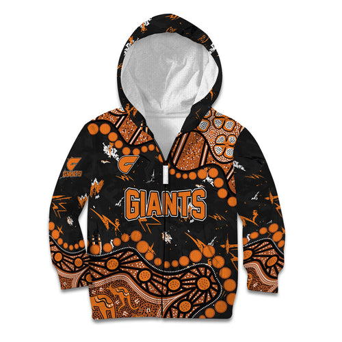 Personalized Greater Western Sydney Giants Kid Hoodie Aboriginal Pattern with Graffiti Style