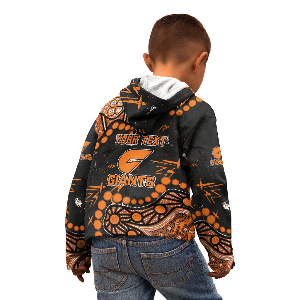 Personalized Greater Western Sydney Giants Kid Hoodie Aboriginal Pattern with Graffiti Style