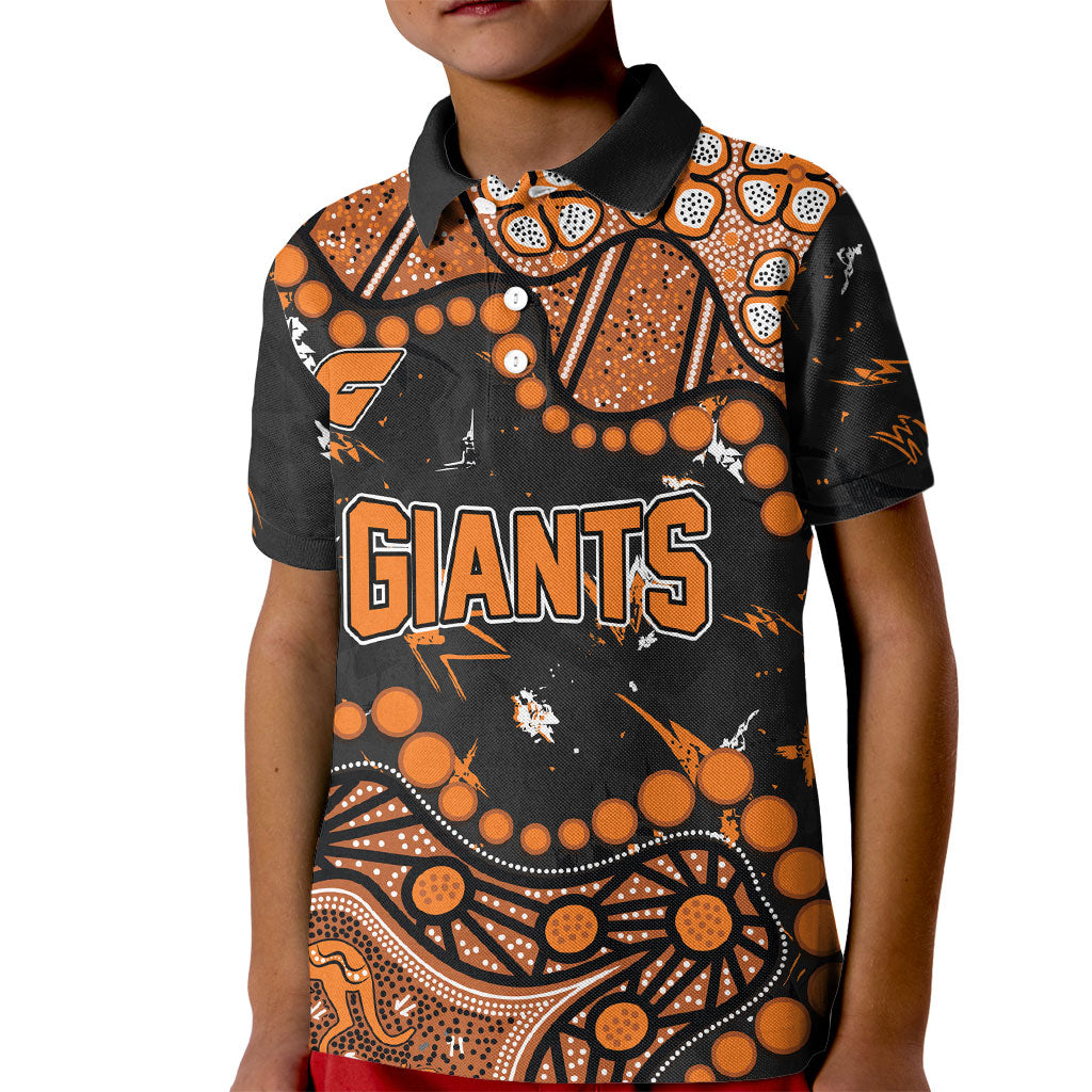 Personalized Greater Western Sydney Giants Kid Polo Shirt Aboriginal Pattern with Graffiti Style