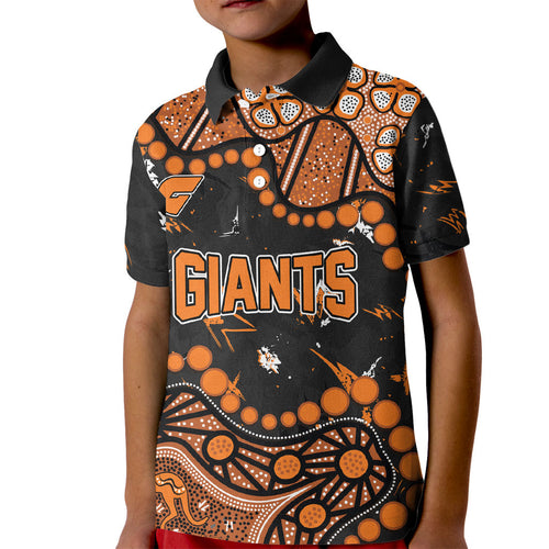 Personalized Greater Western Sydney Giants Kid Polo Shirt Aboriginal Pattern with Graffiti Style