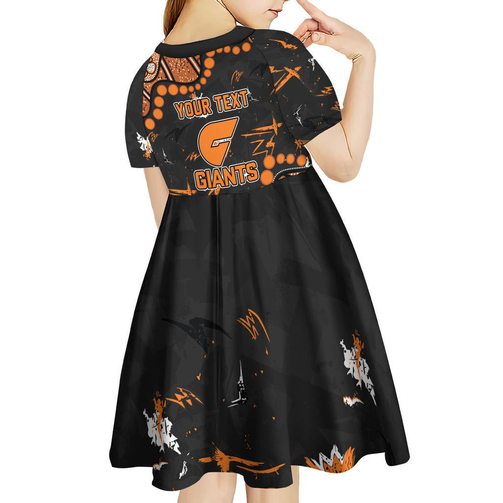 Personalized Greater Western Sydney Giants Kid Short Sleeve Dress Aboriginal Pattern with Graffiti Style