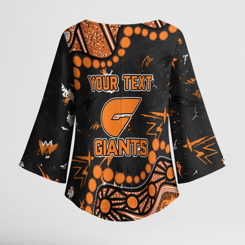 Personalized Greater Western Sydney Giants Kimono Sleeve Blouse Aboriginal Pattern with Graffiti Style