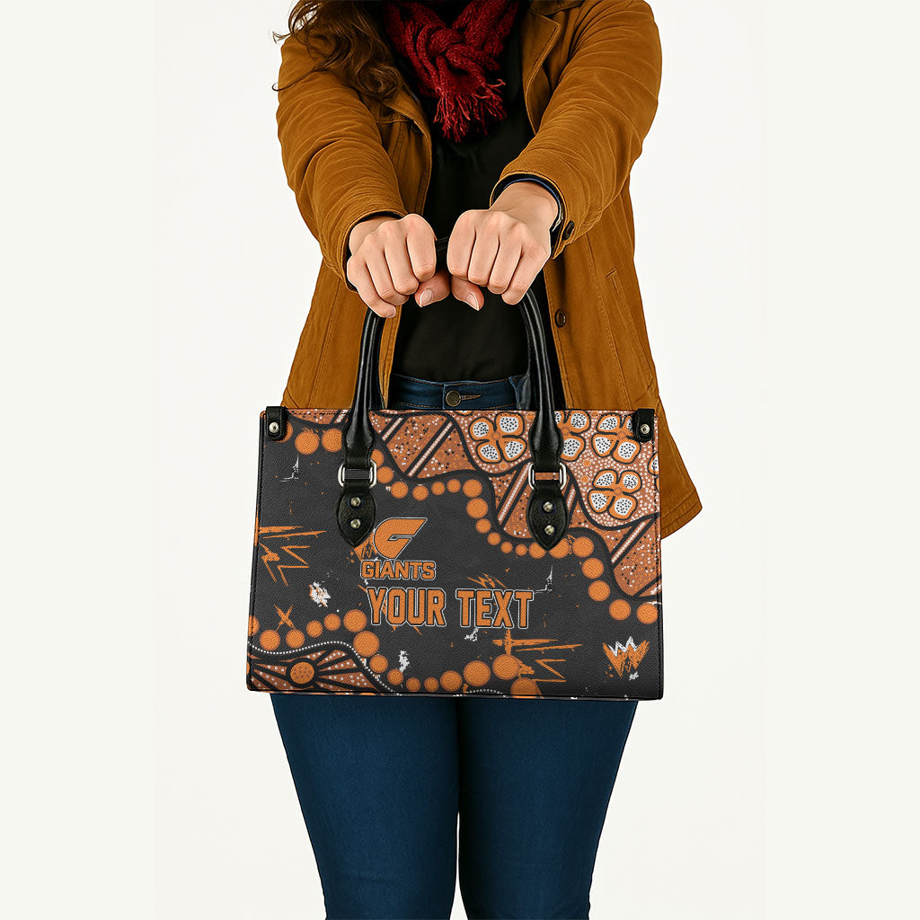Personalized Greater Western Sydney Giants Leather Bag Aboriginal Pattern with Graffiti Style