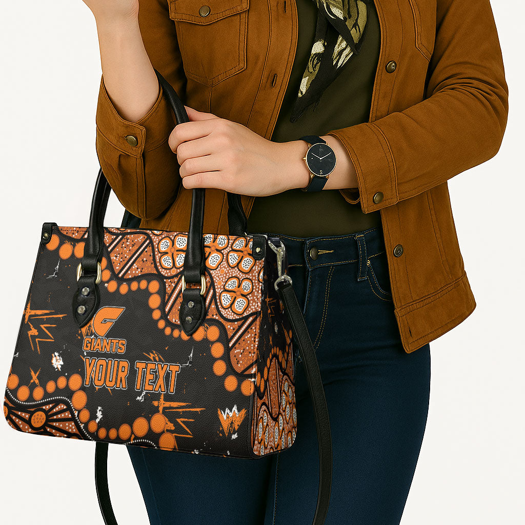 Personalized Greater Western Sydney Giants Leather Bag Aboriginal Pattern with Graffiti Style