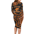 Personalized Greater Western Sydney Giants Long Sleeve Bodycon Dress Aboriginal Pattern with Graffiti Style