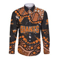 Personalized Greater Western Sydney Giants Long Sleeve Button Shirt Aboriginal Pattern with Graffiti Style