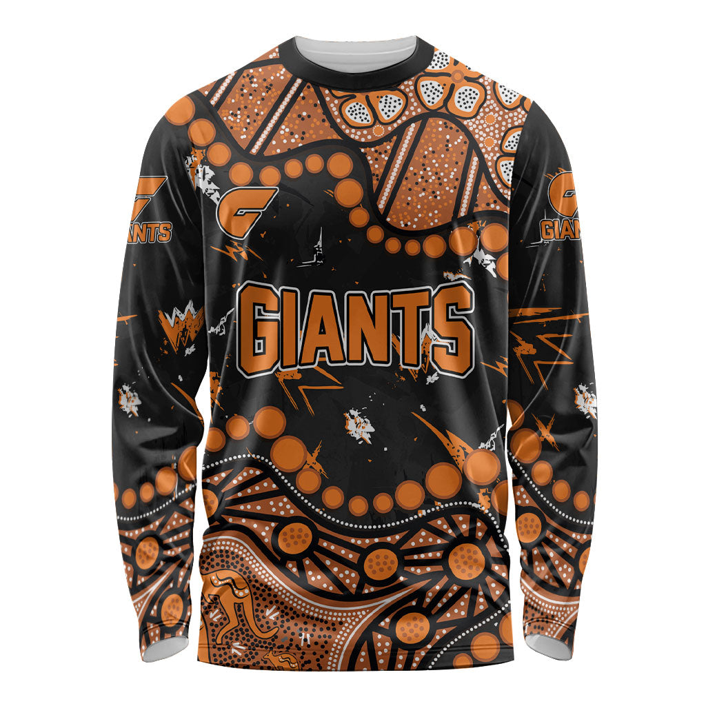 Personalized Greater Western Sydney Giants Long Sleeve Shirt Aboriginal Pattern with Graffiti Style