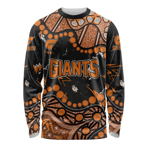 Personalized Greater Western Sydney Giants Long Sleeve Shirt Aboriginal Pattern with Graffiti Style