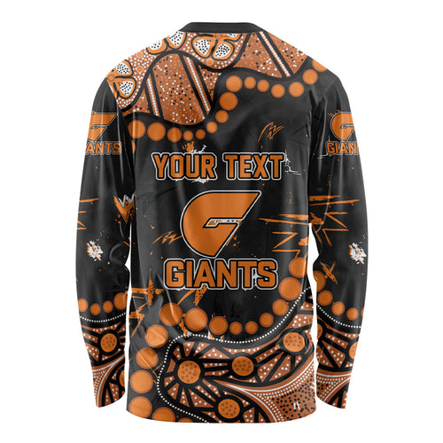 Personalized Greater Western Sydney Giants Long Sleeve Shirt Aboriginal Pattern with Graffiti Style