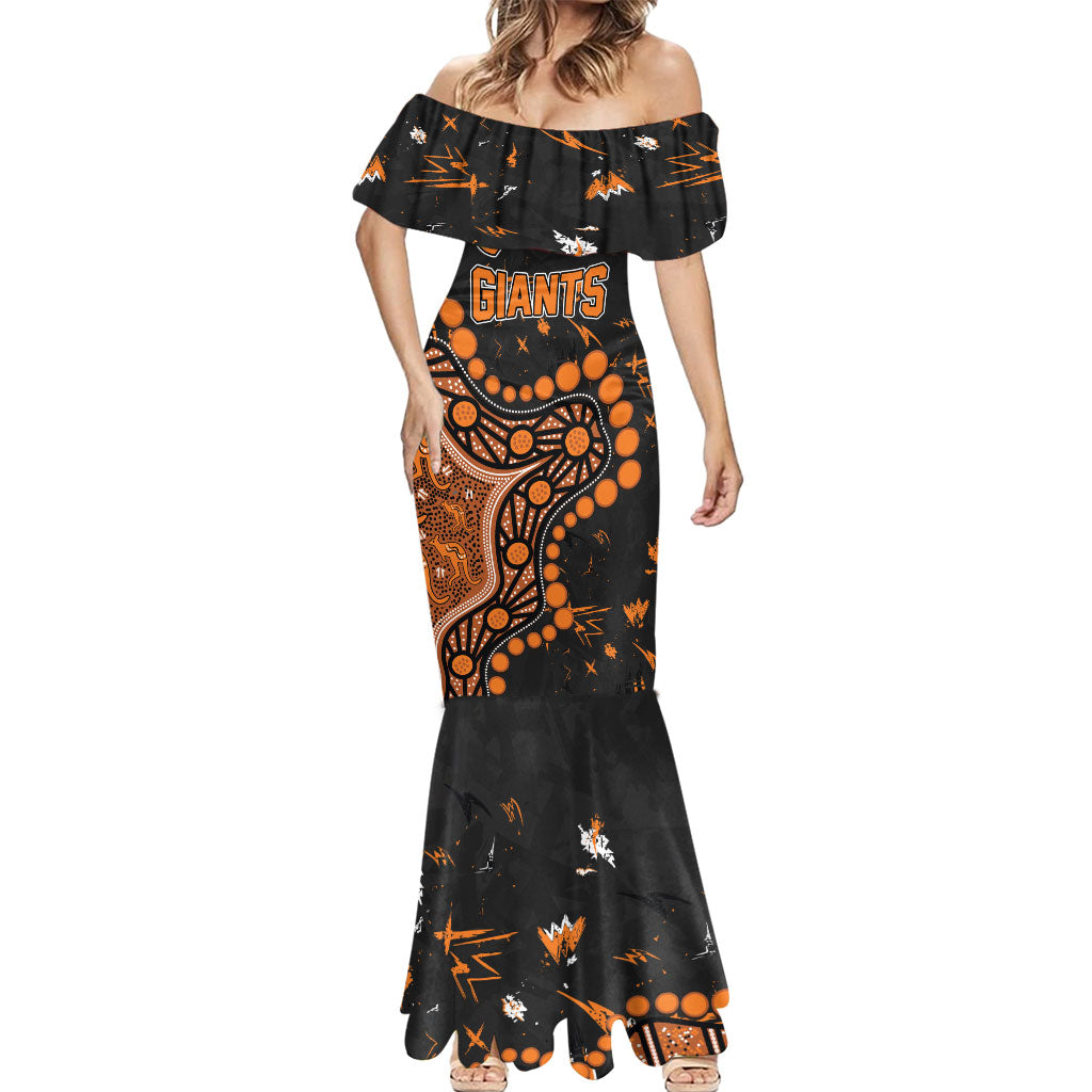 Personalized Greater Western Sydney Giants Mermaid Dress Aboriginal Pattern with Graffiti Style