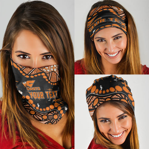 Personalized Greater Western Sydney Giants Neck Gaiter Aboriginal Pattern with Graffiti Style
