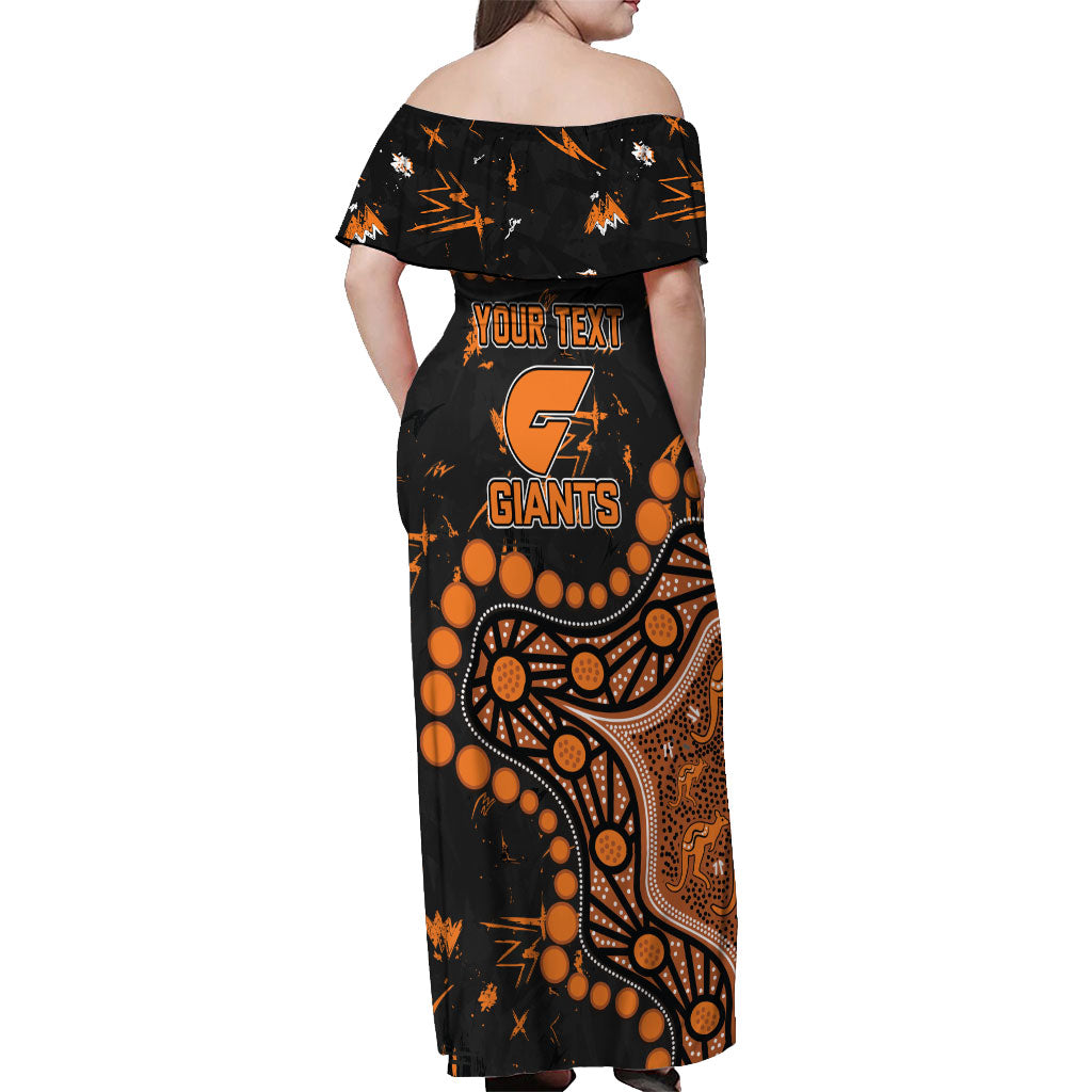 Personalized Greater Western Sydney Giants Off Shoulder Maxi Dress Aboriginal Pattern with Graffiti Style