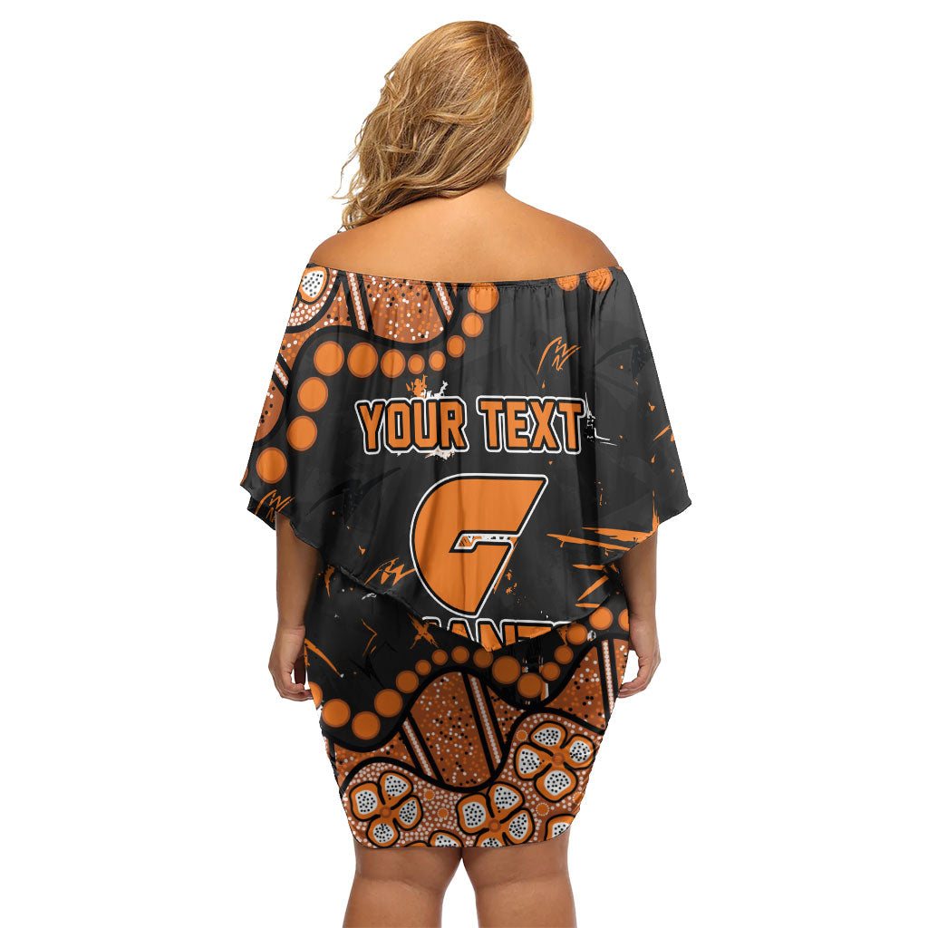 Personalized Greater Western Sydney Giants Off Shoulder Short Dress Aboriginal Pattern with Graffiti Style
