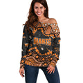 Personalized Greater Western Sydney Giants Off Shoulder Sweater Aboriginal Pattern with Graffiti Style