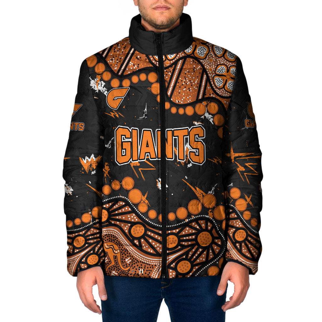 Personalized Greater Western Sydney Giants Padded Jacket Aboriginal Pattern with Graffiti Style