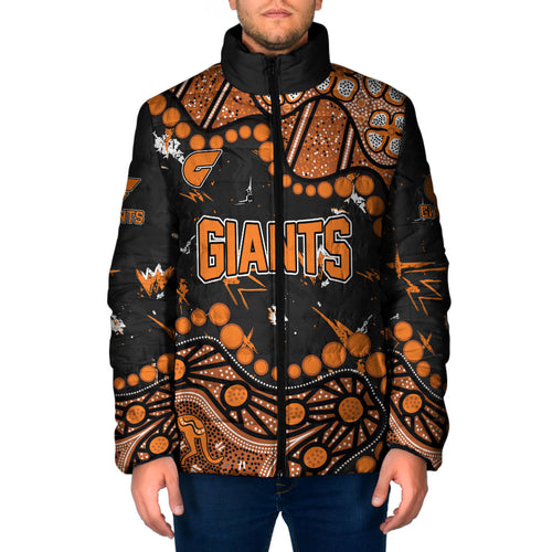 Personalized Greater Western Sydney Giants Padded Jacket Aboriginal Pattern with Graffiti Style