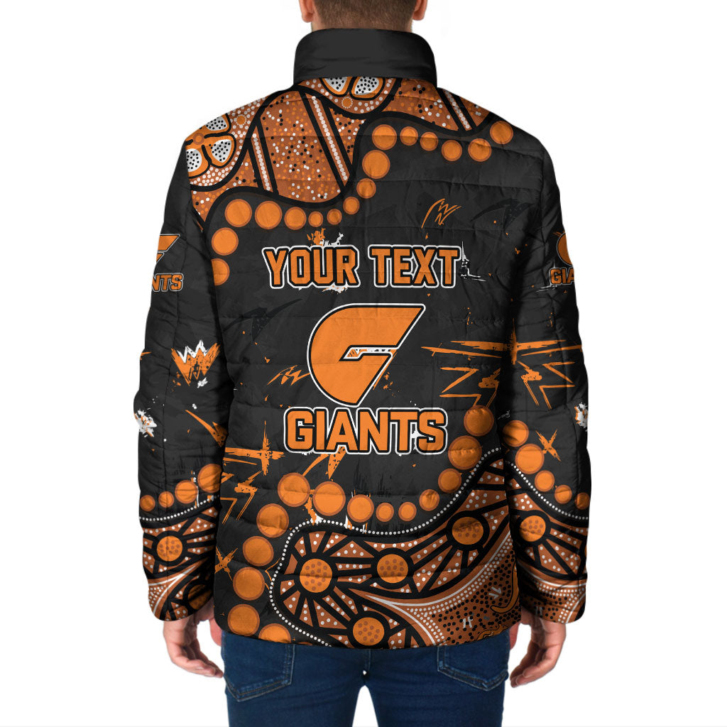 Personalized Greater Western Sydney Giants Padded Jacket Aboriginal Pattern with Graffiti Style
