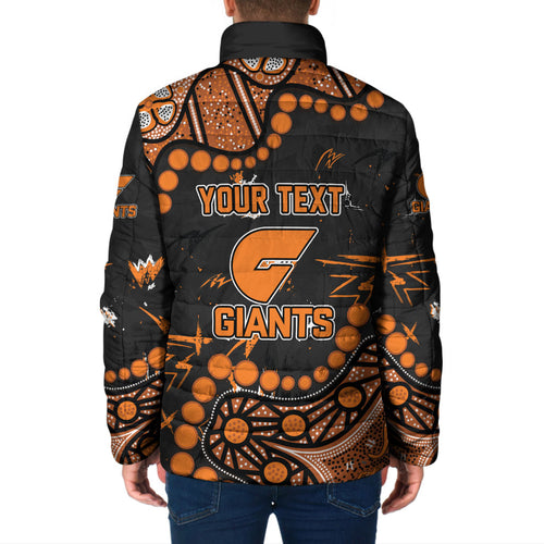 Personalized Greater Western Sydney Giants Padded Jacket Aboriginal Pattern with Graffiti Style