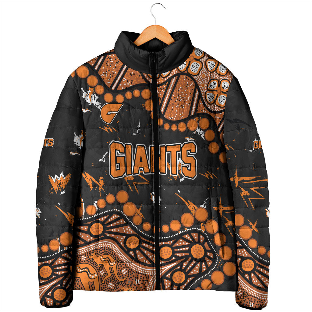 Personalized Greater Western Sydney Giants Padded Jacket Aboriginal Pattern with Graffiti Style
