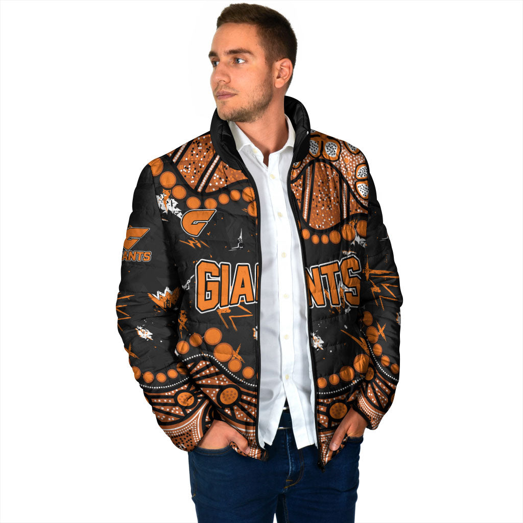 Personalized Greater Western Sydney Giants Padded Jacket Aboriginal Pattern with Graffiti Style