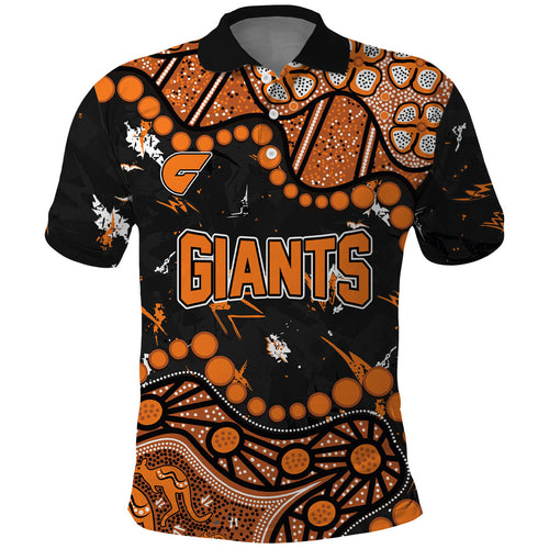 Personalized Greater Western Sydney Giants Polo Shirt Aboriginal Pattern with Graffiti Style