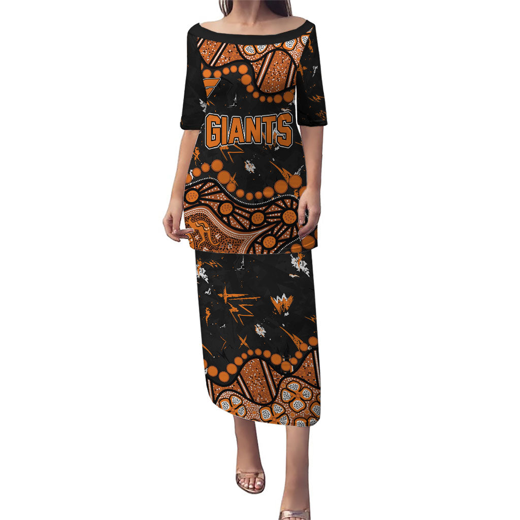 Personalized Greater Western Sydney Giants Puletasi Aboriginal Pattern with Graffiti Style