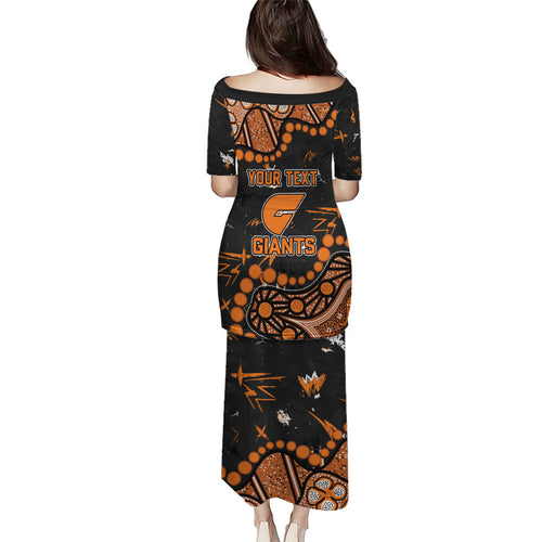 Personalized Greater Western Sydney Giants Puletasi Aboriginal Pattern with Graffiti Style