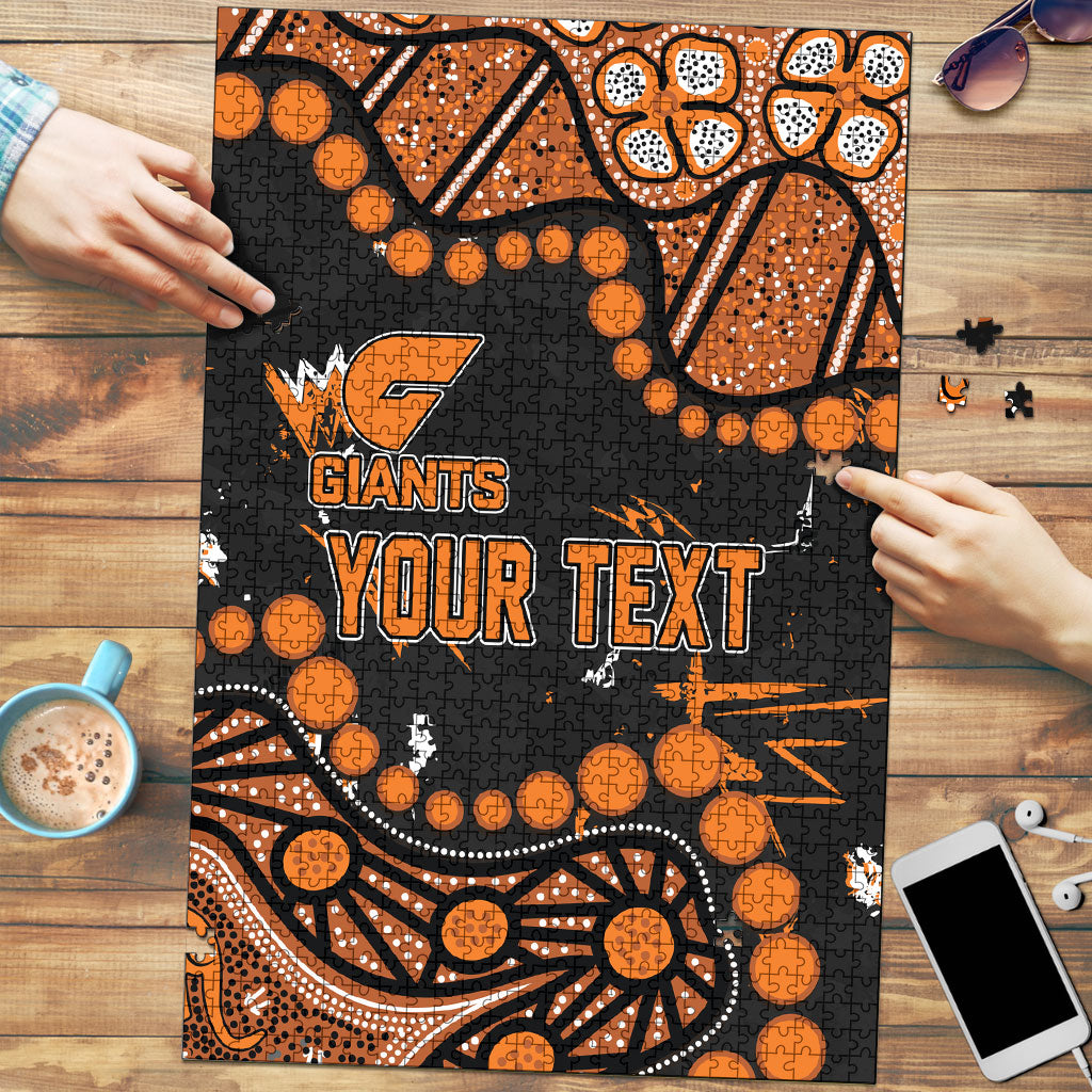 Personalized Greater Western Sydney Giants Puzzle Aboriginal Pattern with Graffiti Style