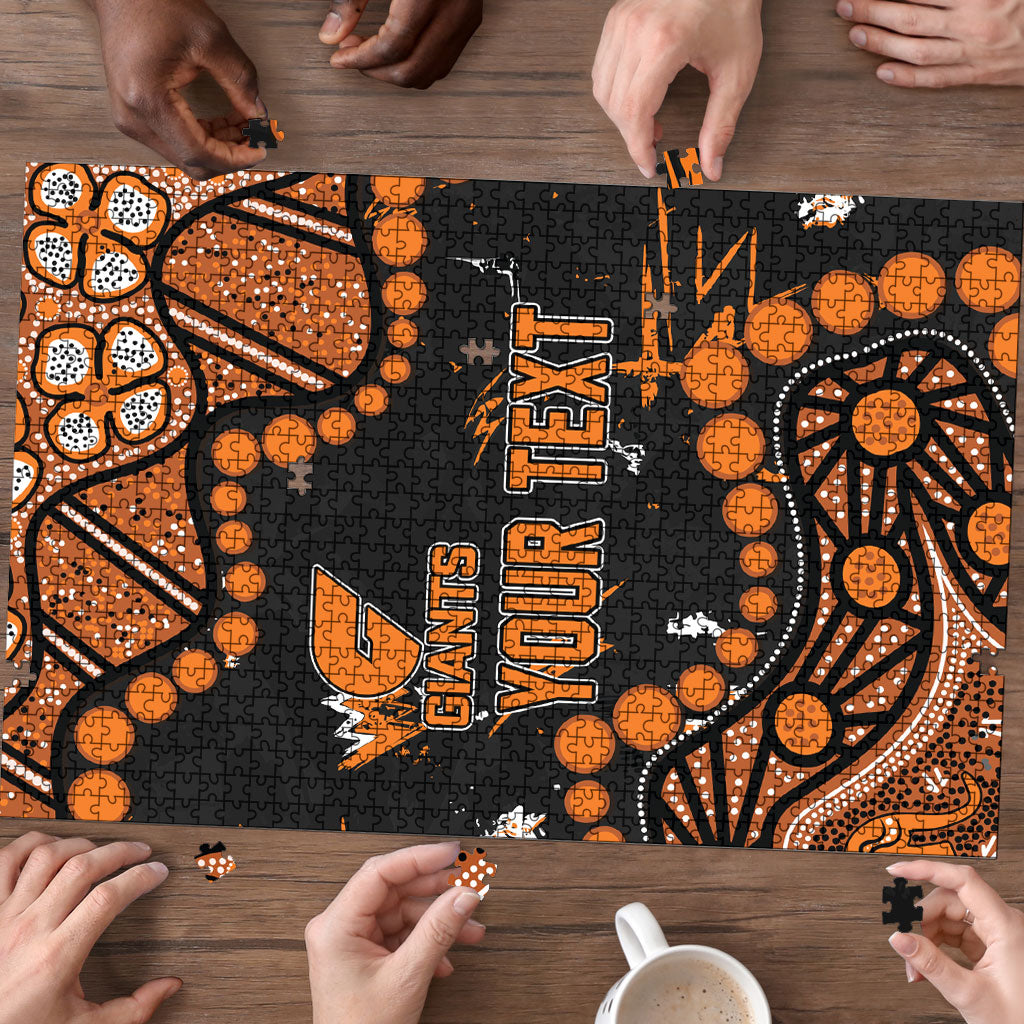 Personalized Greater Western Sydney Giants Puzzle Aboriginal Pattern with Graffiti Style