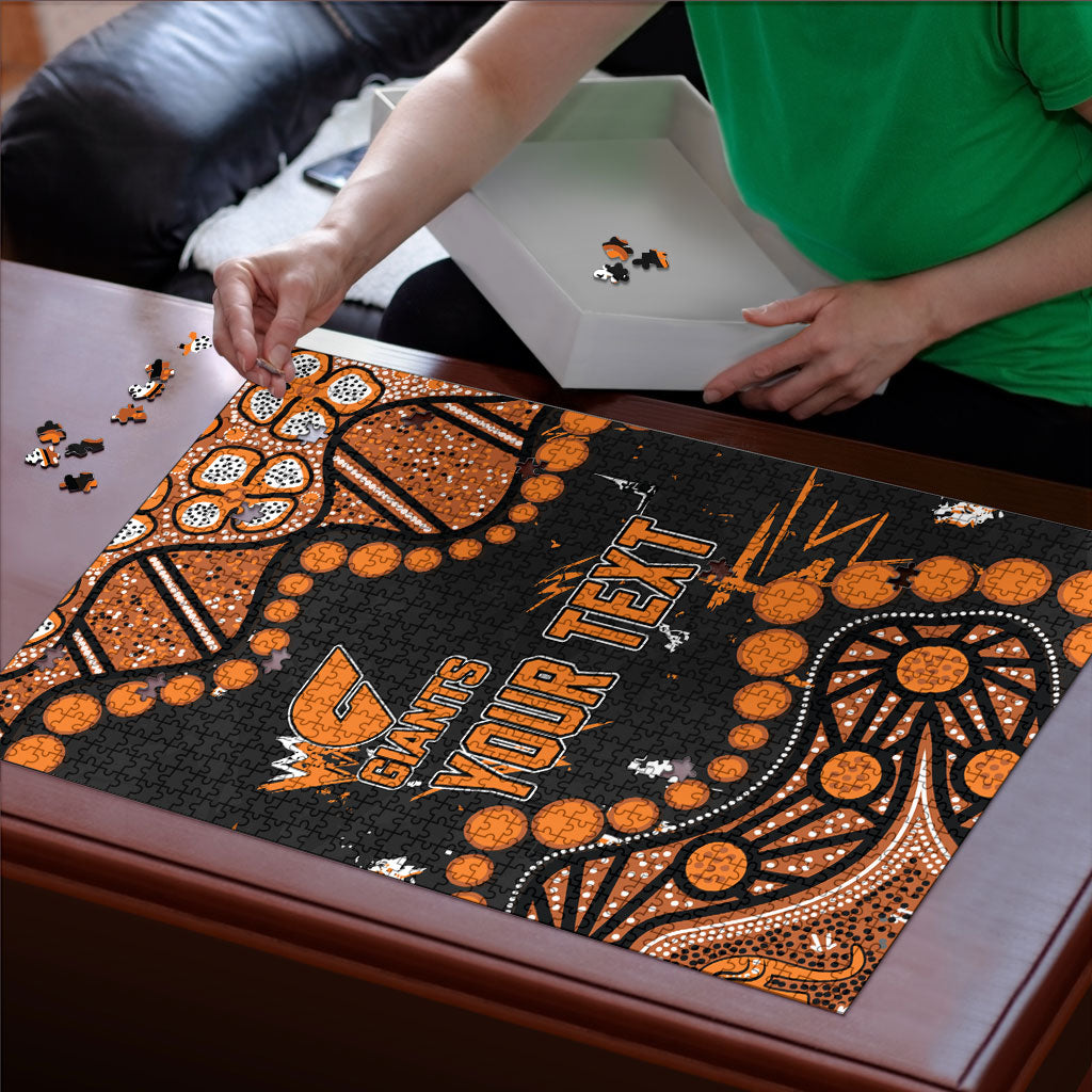 Personalized Greater Western Sydney Giants Puzzle Aboriginal Pattern with Graffiti Style