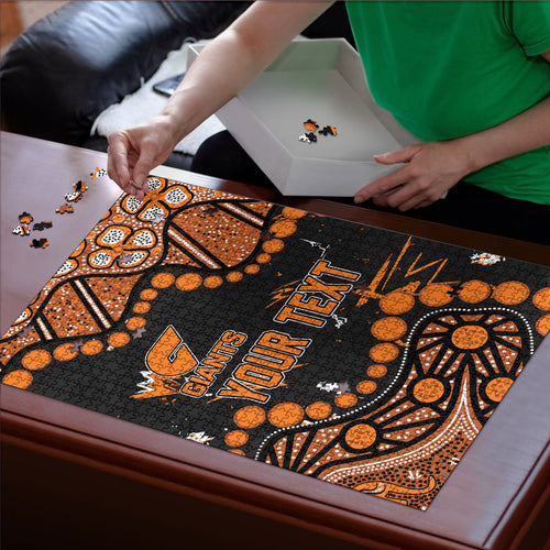 Personalized Greater Western Sydney Giants Puzzle Aboriginal Pattern with Graffiti Style