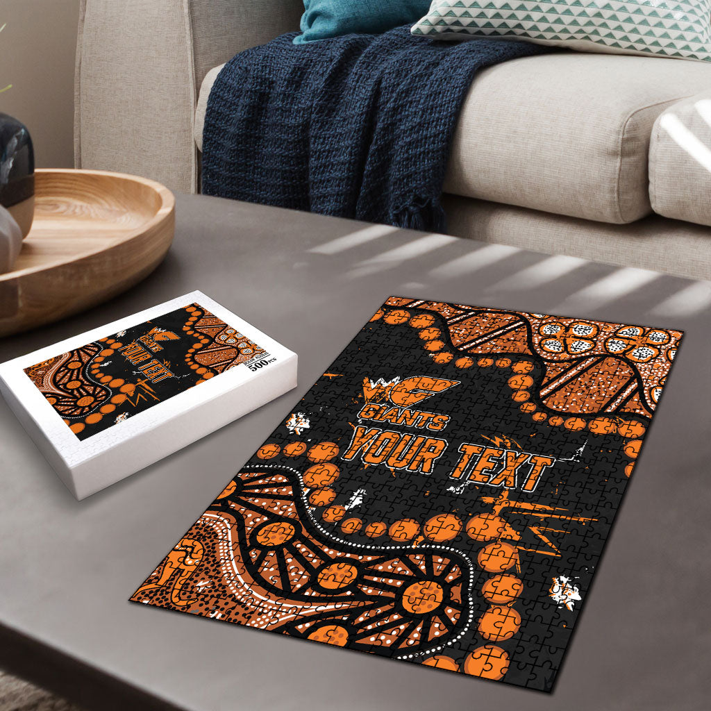 Personalized Greater Western Sydney Giants Puzzle Aboriginal Pattern with Graffiti Style