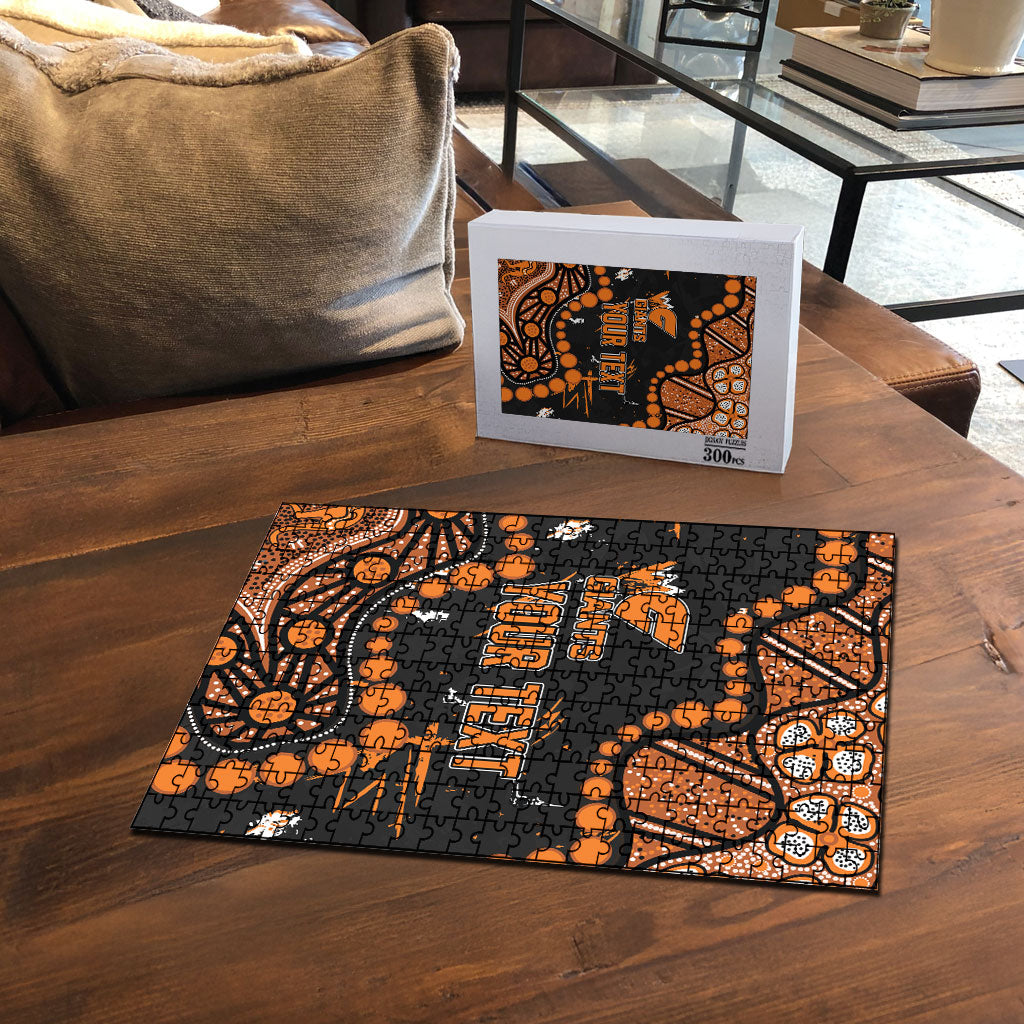 Personalized Greater Western Sydney Giants Puzzle Aboriginal Pattern with Graffiti Style