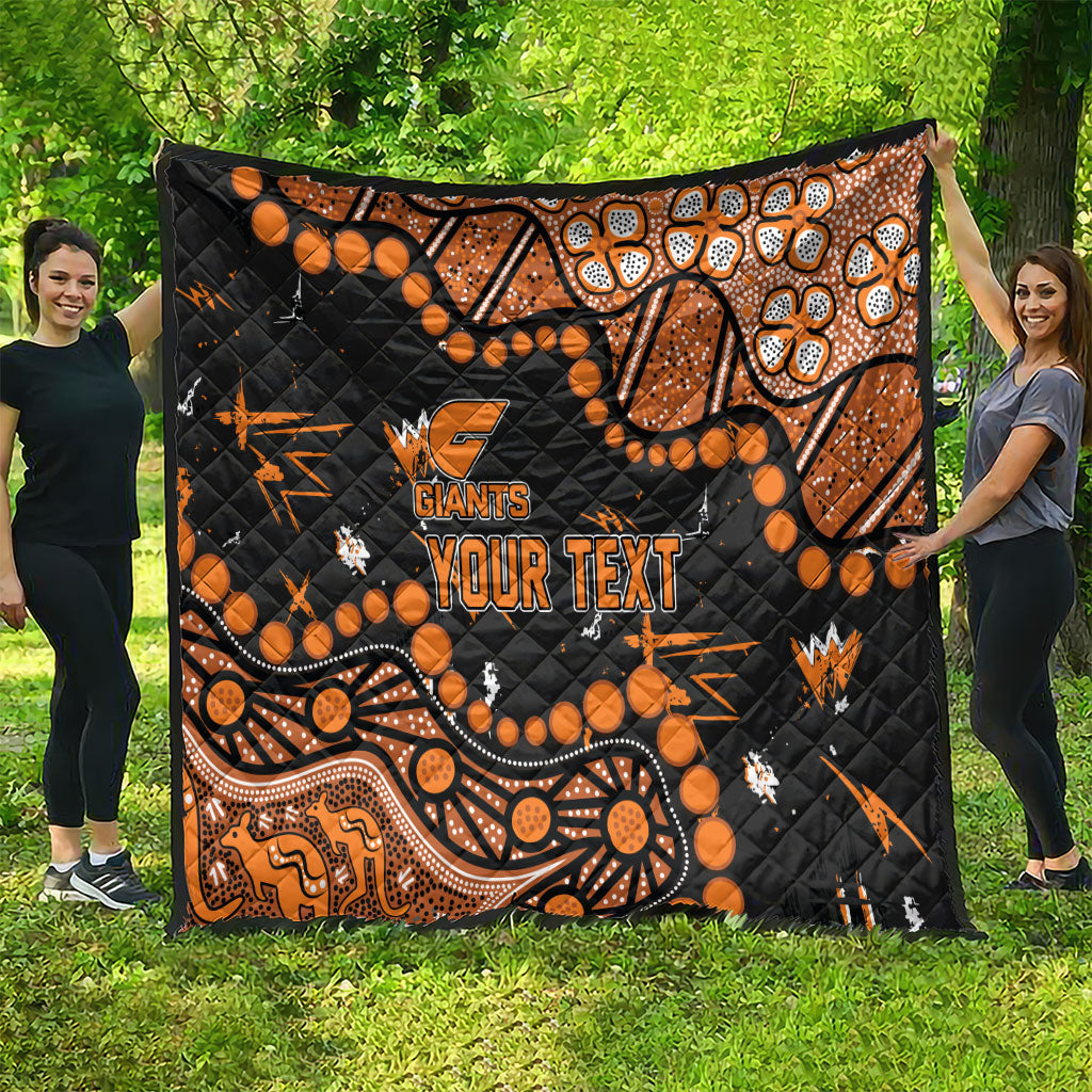 Personalized Greater Western Sydney Giants Quilt Aboriginal Pattern with Graffiti Style