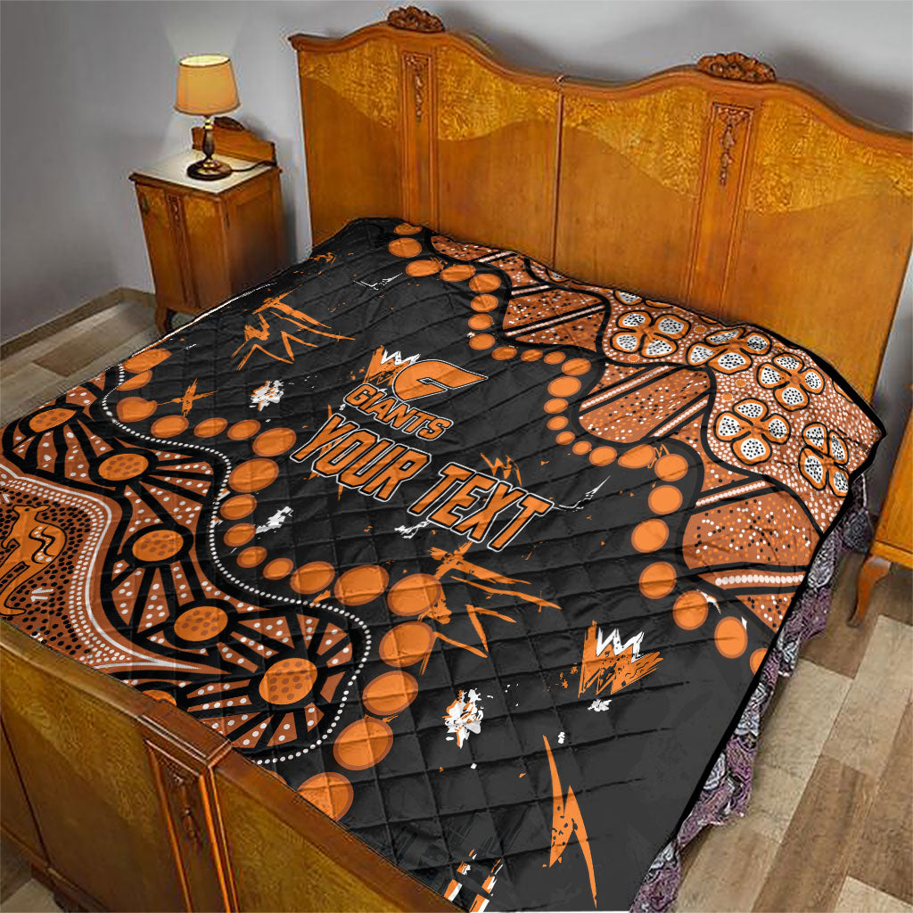 Personalized Greater Western Sydney Giants Quilt Aboriginal Pattern with Graffiti Style