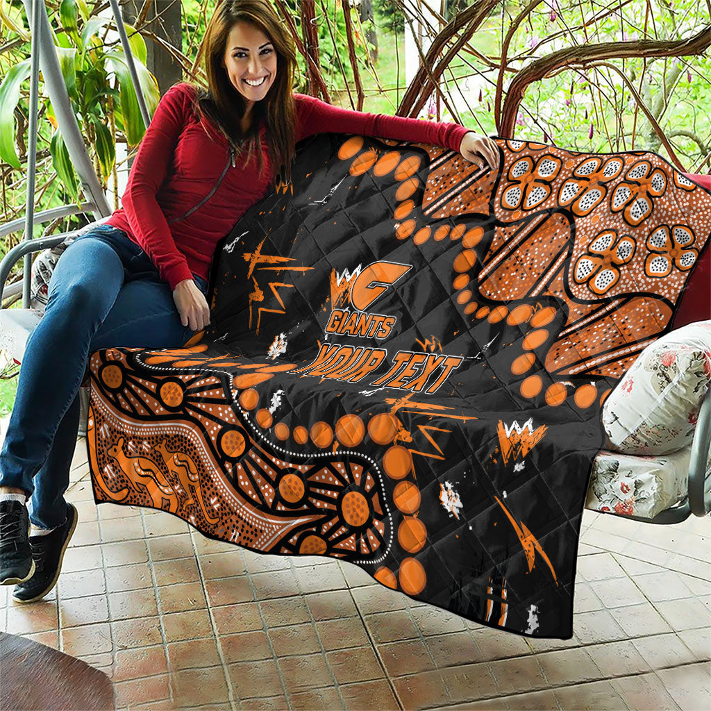 Personalized Greater Western Sydney Giants Quilt Aboriginal Pattern with Graffiti Style