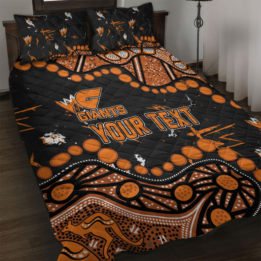 Personalized Greater Western Sydney Giants Quilt Bed Set Aboriginal Pattern with Graffiti Style