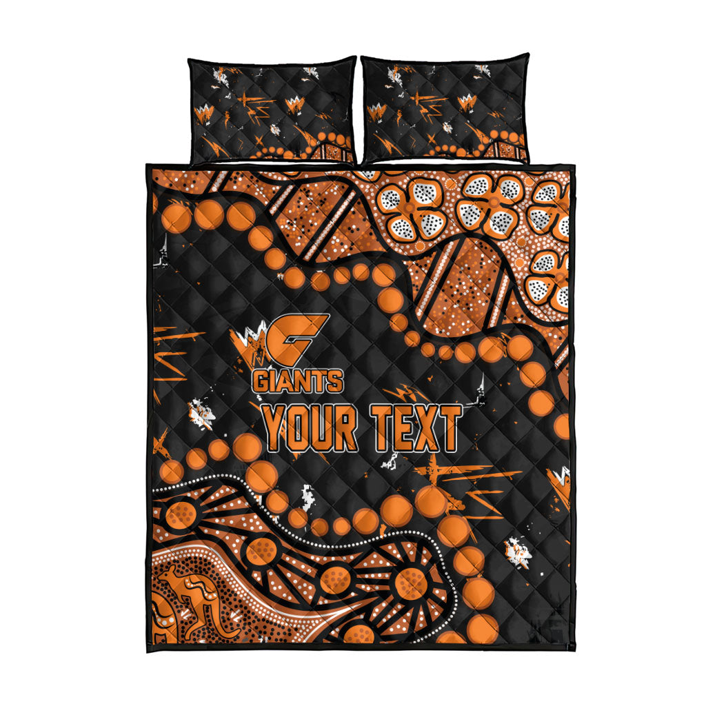 Personalized Greater Western Sydney Giants Quilt Bed Set Aboriginal Pattern with Graffiti Style