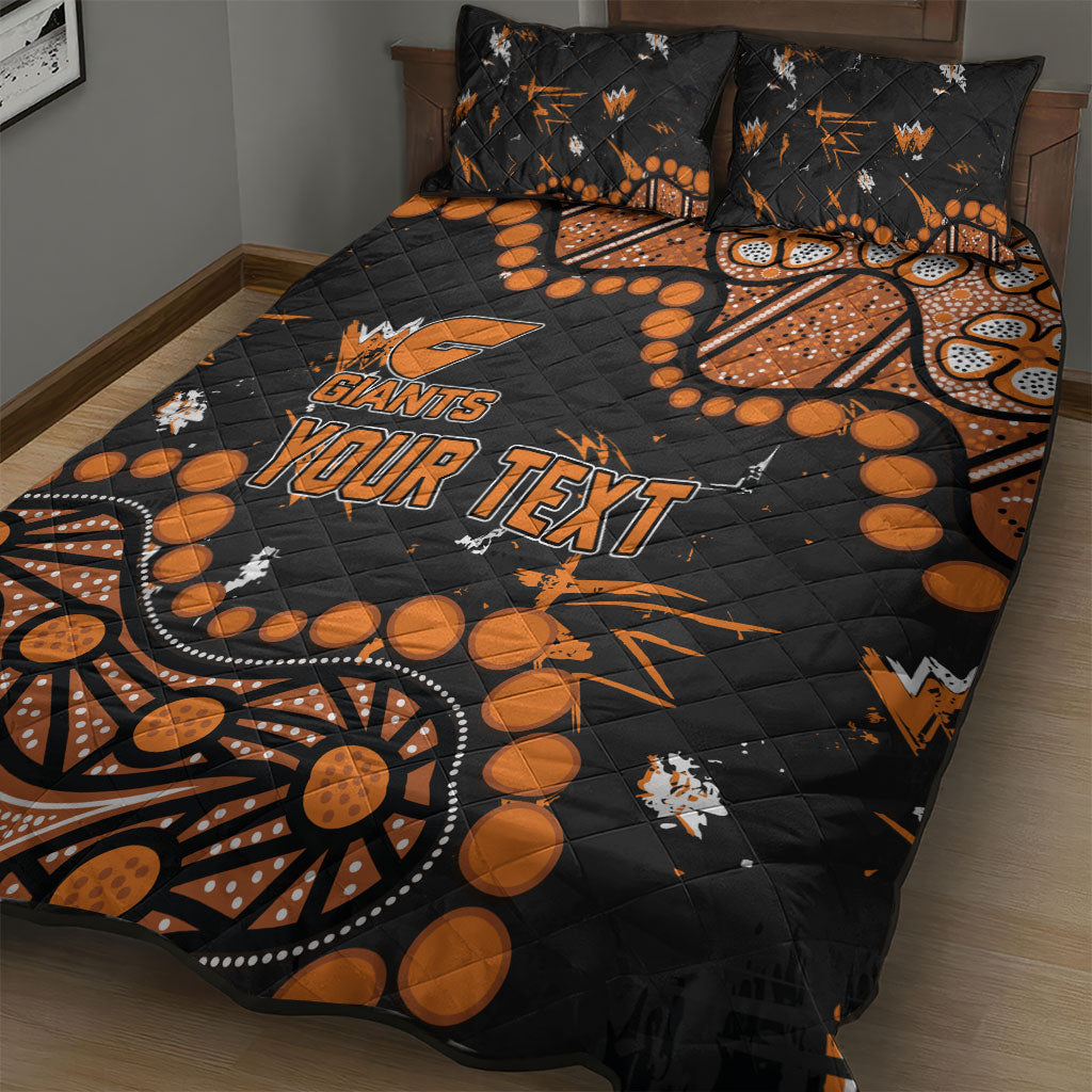 Personalized Greater Western Sydney Giants Quilt Bed Set Aboriginal Pattern with Graffiti Style