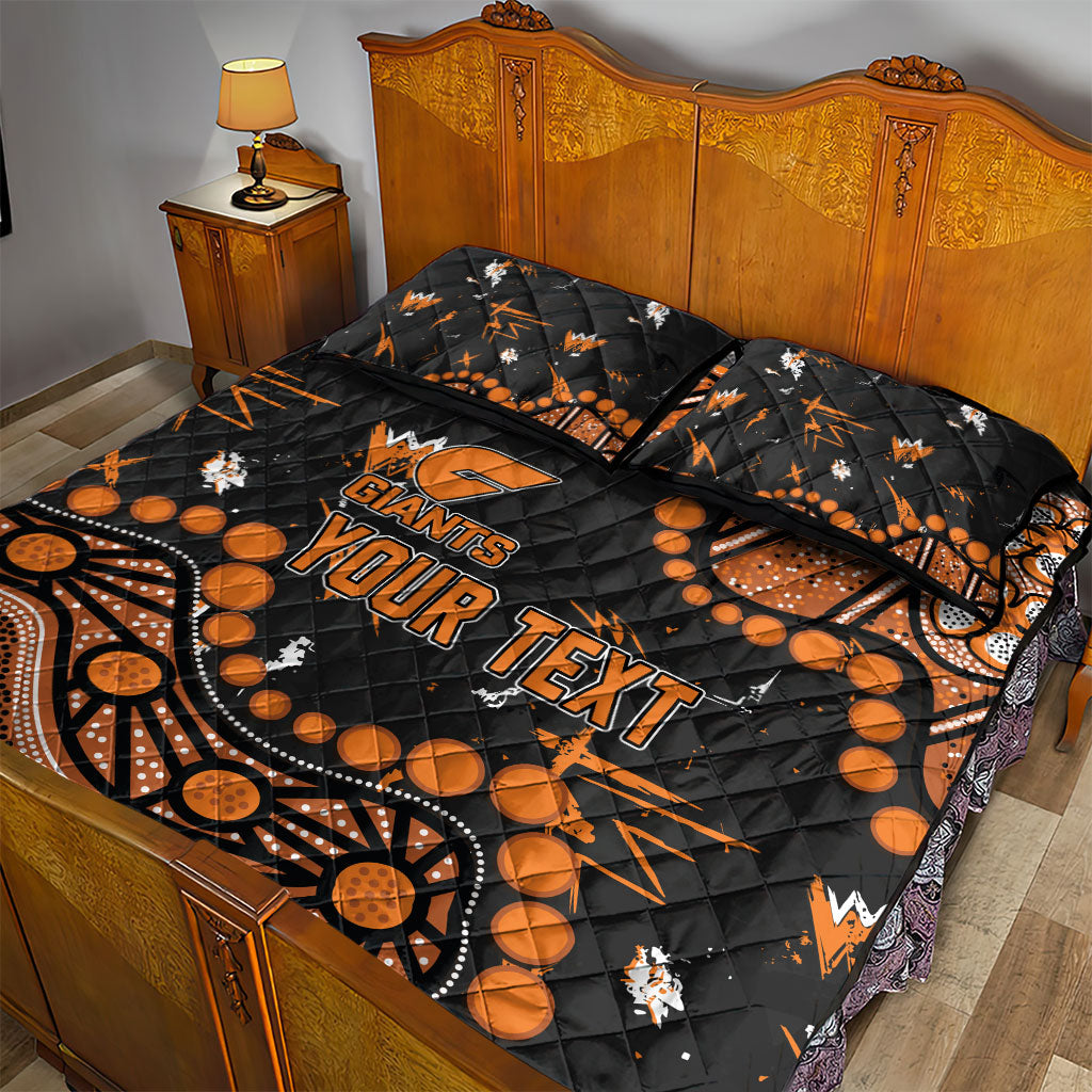 Personalized Greater Western Sydney Giants Quilt Bed Set Aboriginal Pattern with Graffiti Style