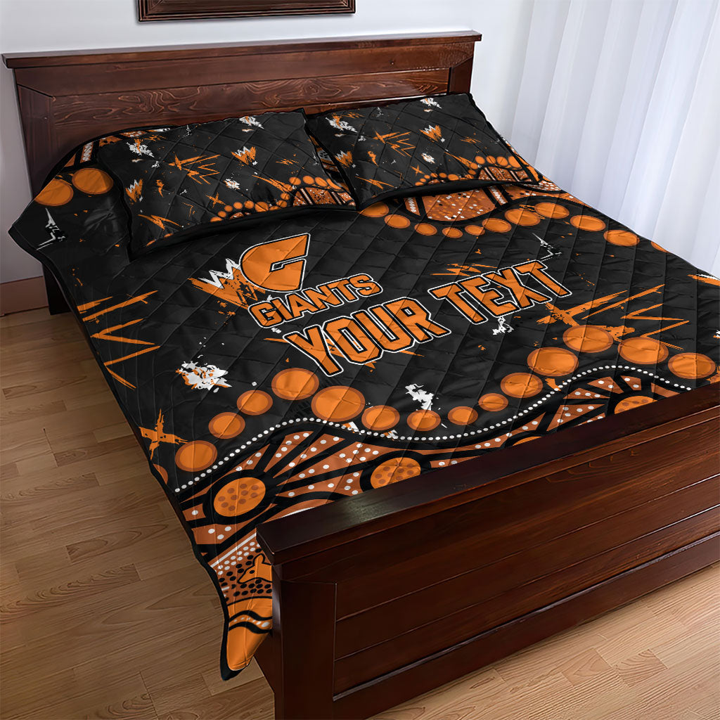 Personalized Greater Western Sydney Giants Quilt Bed Set Aboriginal Pattern with Graffiti Style