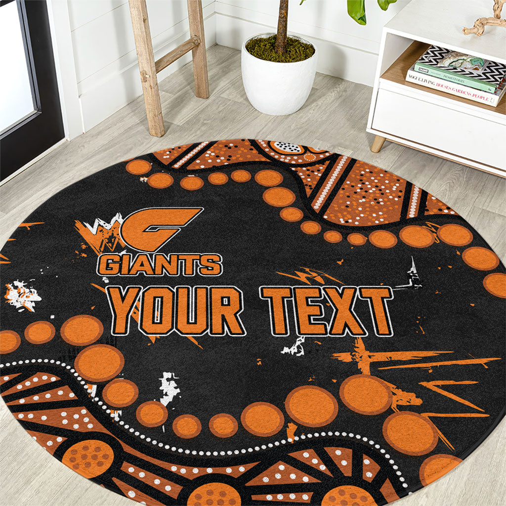 Personalized Greater Western Sydney Giants Round Carpet Aboriginal Pattern with Graffiti Style
