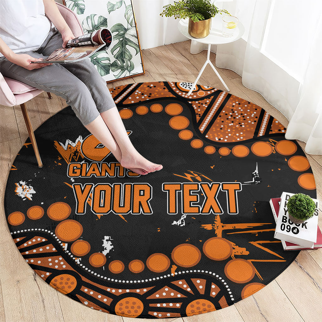 Personalized Greater Western Sydney Giants Round Carpet Aboriginal Pattern with Graffiti Style