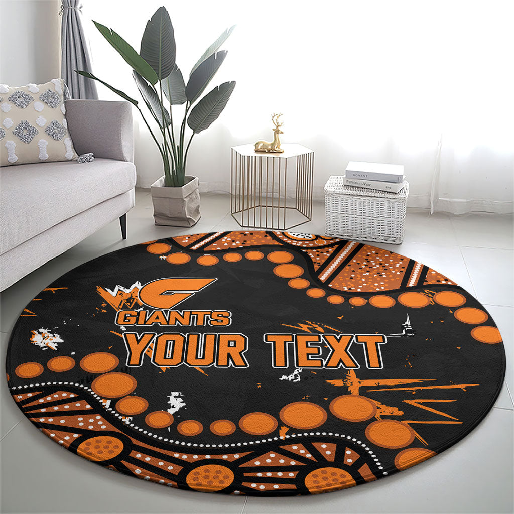 Personalized Greater Western Sydney Giants Round Carpet Aboriginal Pattern with Graffiti Style