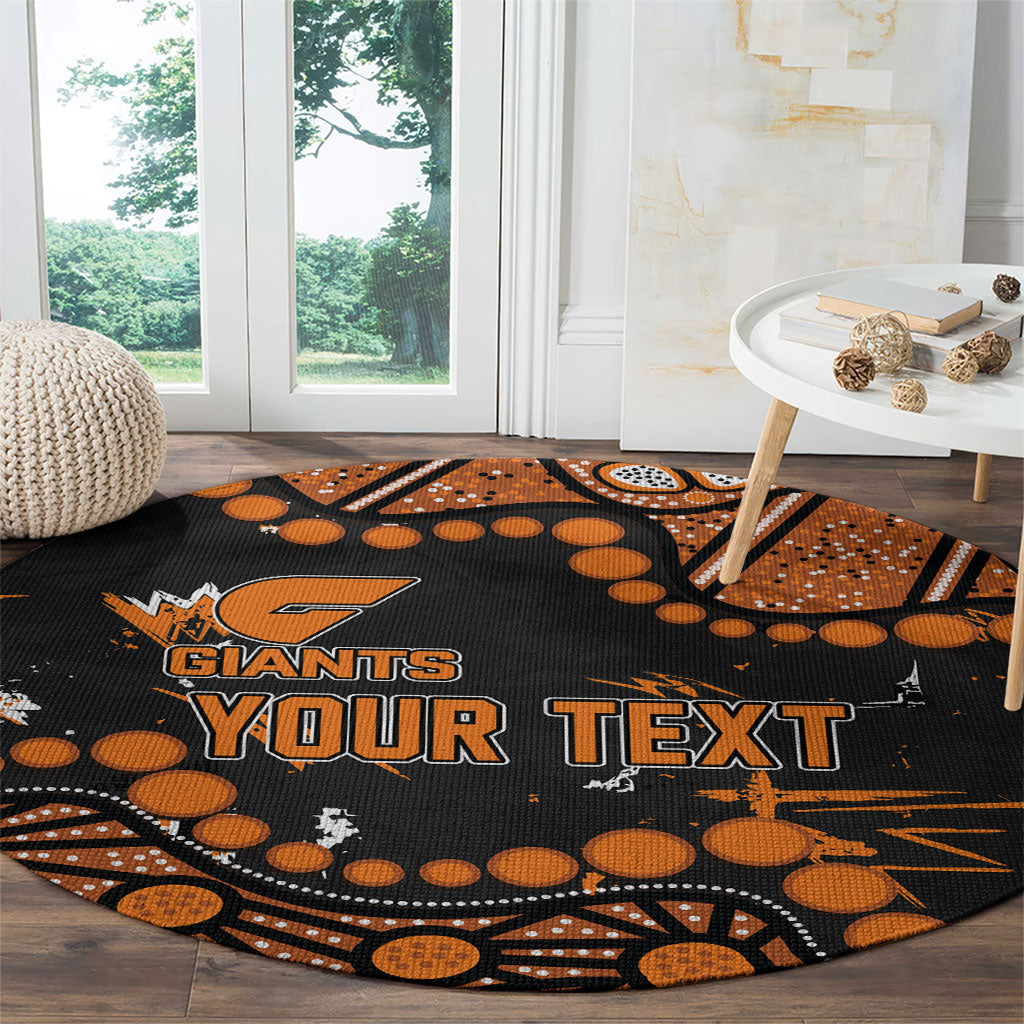 Personalized Greater Western Sydney Giants Round Carpet Aboriginal Pattern with Graffiti Style