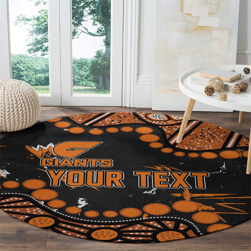 Personalized Greater Western Sydney Giants Round Carpet Aboriginal Pattern with Graffiti Style