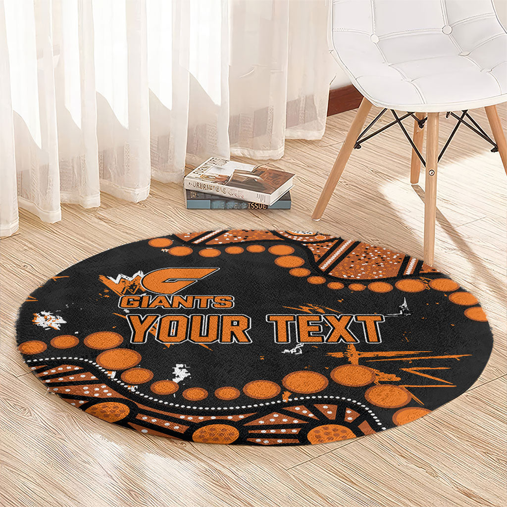 Personalized Greater Western Sydney Giants Round Carpet Aboriginal Pattern with Graffiti Style
