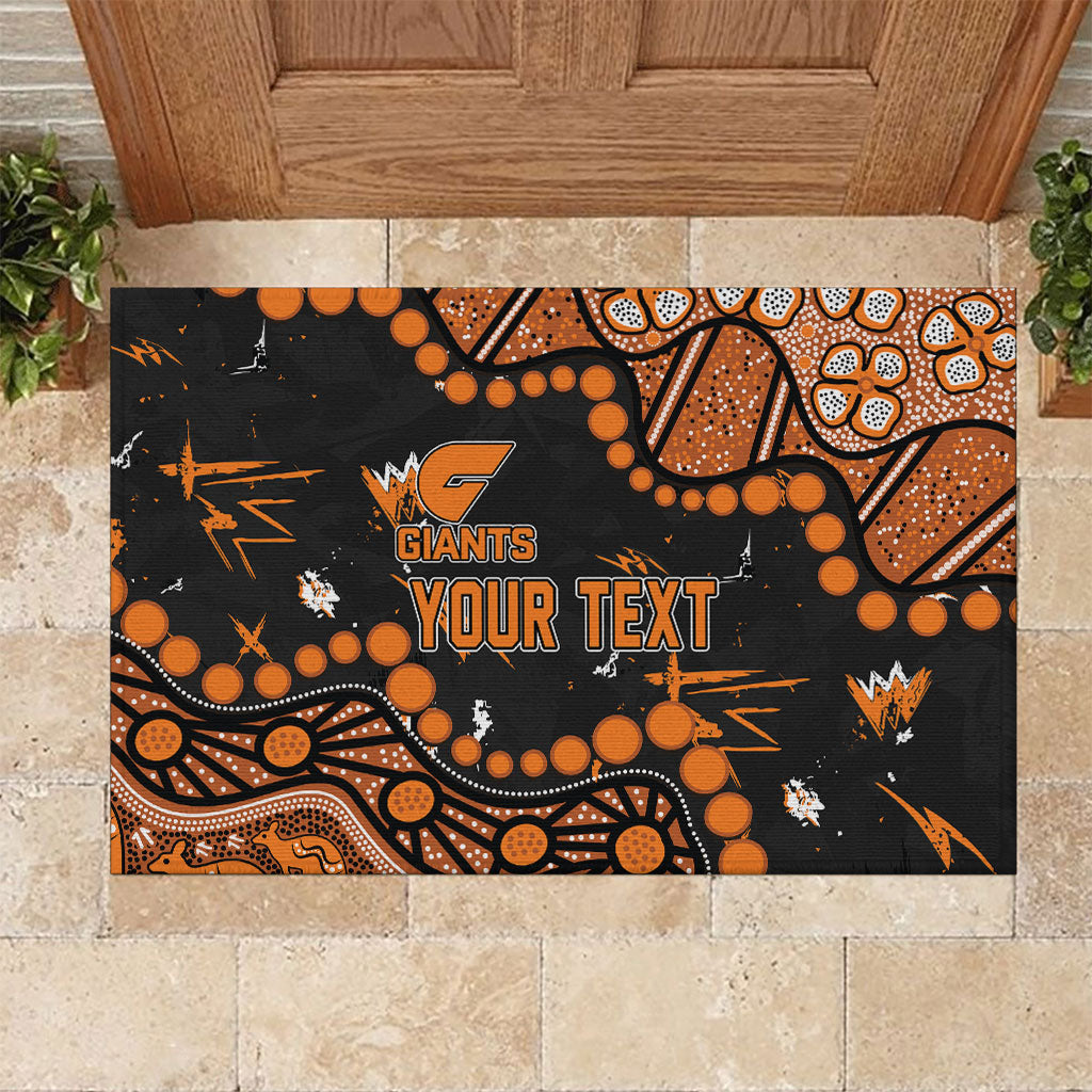 Personalized Greater Western Sydney Giants Rubber Doormat Aboriginal Pattern with Graffiti Style