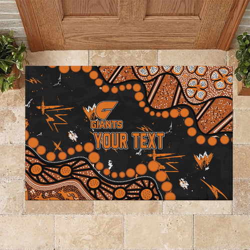 Personalized Greater Western Sydney Giants Rubber Doormat Aboriginal Pattern with Graffiti Style